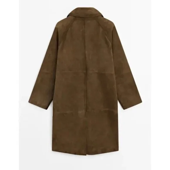 Massimo Dutti Suede Leather Trench Coat